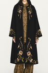 IN TO THE EAST 2025 Autumn/Winter Floral Embroidered Long Coat ITE-E1DGAW063BL22CO-HEI Black